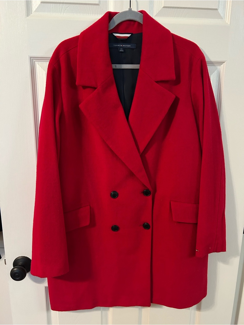 Tommy Hilfiger Bold Red Double-Breasted Pea Coat